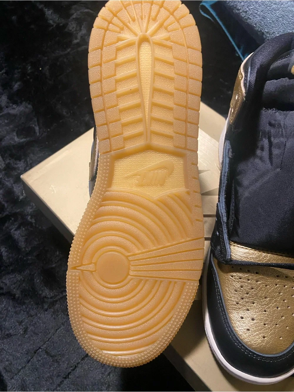 Nike Air Jordan 1 Mid Black & Metallic Gold Sneakers